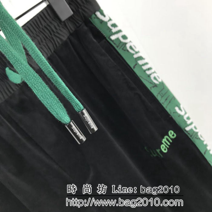 SUPREME 18F/W秋冬新款 小刺繡字母Log 18新款織帶 天鵝絲絨衛褲 ydi2419